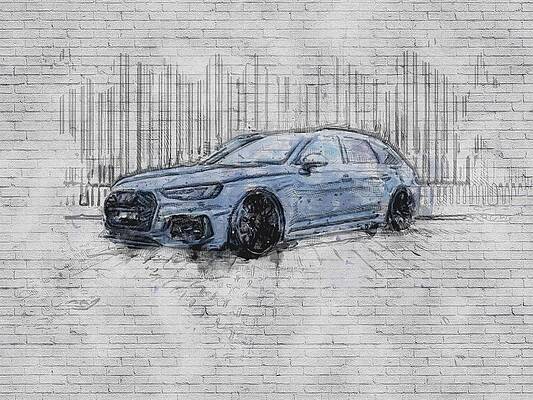 A Audi A4 Car In Icefields Parkway Flat Illustration 4 Art Print by  RetroRides Gallery - Fy