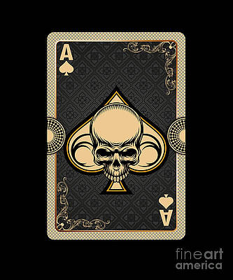 Wall Art - Digital Art - Ace Spades Skull Cards Poker Casino Player Gambling Gift by Thomas Larch