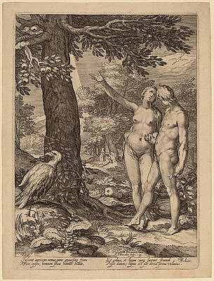 Adam and Eve before the Tree of Knowledge Print by Jan Saenredam