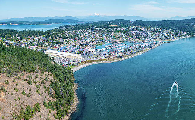 Aerial View of Coastal Town Photograph