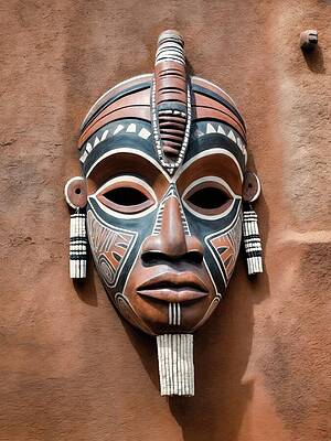 Wall Art - Digital Art - African Tribal Mask - Echoes of Ancestry by Samuel HUYNH