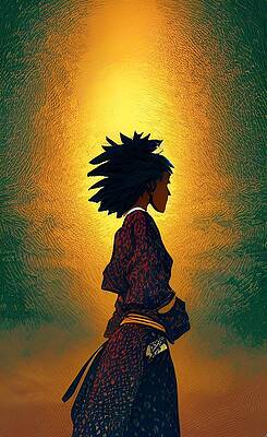 Female Afro Samurai Black Art Digital Download Home 