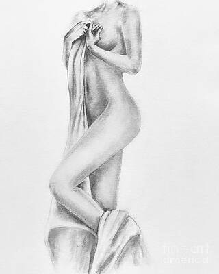  Drawing - After shower  by Mirela Brai Oprea