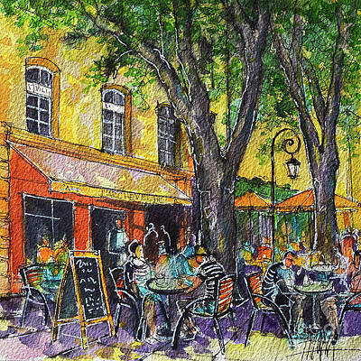 AIX-EN-PROVENCE CAFE watercolor painting Mona Edulesco by Mona Edulesco AIX-EN-PROVENCE CAFE watercolor painting Mona Edulesco by Mona Edulesco