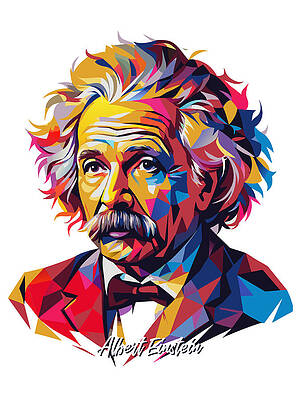 Wall Art - Digital Art - Albert Einstein #2 in WPAP Pop Art by Vector Artnesia