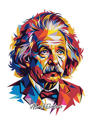 Wall Art - Digital Art - Albert Einstein #3 in WPAP Pop Art by Vector Artnesia