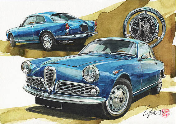 Car 1750 Alfa Romeo Giulietta Quadrifoglio Verde Drawing by Clark Leffler -  Fine Art America