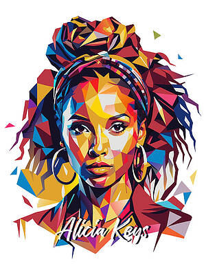Wall Art - Digital Art - Alicia Keys #2 in WPAP Pop Art by Vector Artnesia
