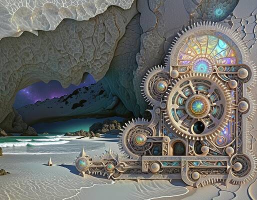 Wall Art - Digital Art - Alien Machine On The Beach by Eris And AI