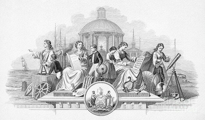 Wall Art - Drawing - Allegorical Tribute to the Arts and Sciences by James Fuller Queen