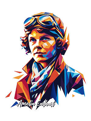 Wall Art - Digital Art - Amelia Earhart  #1 in WPAP Pop Art by Vector Artnesia