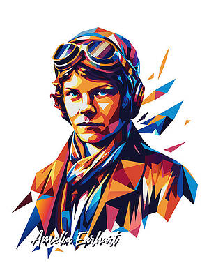 Wall Art - Digital Art - Amelia Earhart  #3 in WPAP Pop Art by Vector Artnesia