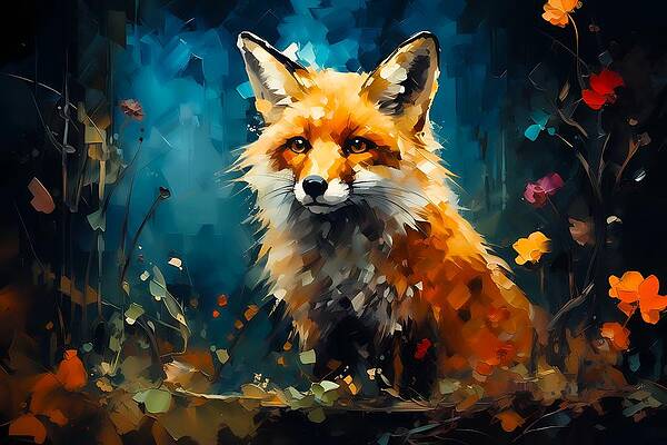 Wall Art - Digital Art - An Abstract Expressionist interpretation  curious journey of a fox through the woods No 1 by Andre Petrov