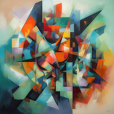 Wall Art - Digital Art - An abstract form inspired by Cubism using geometric forms No 2 by Andre Petrov
