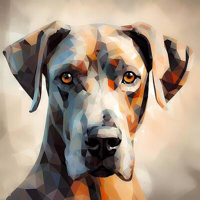 Wall Art - Digital Art - An abstract portrait of a Great Dane dog fractured into geometrical shapes No 1 by Andre Petrov