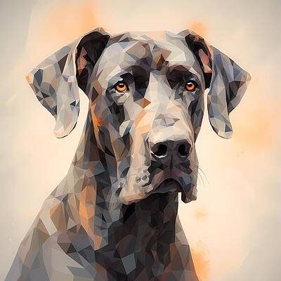 Wall Art - Digital Art - An abstract portrait of a Great Dane dog fractured into geometrical shapes No 2 by Andre Petrov