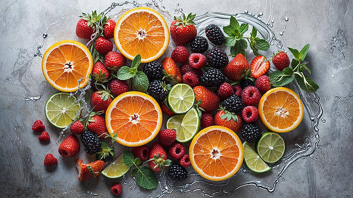 Wall Art - Digital Art - An array of fresh fruits by Mango Art