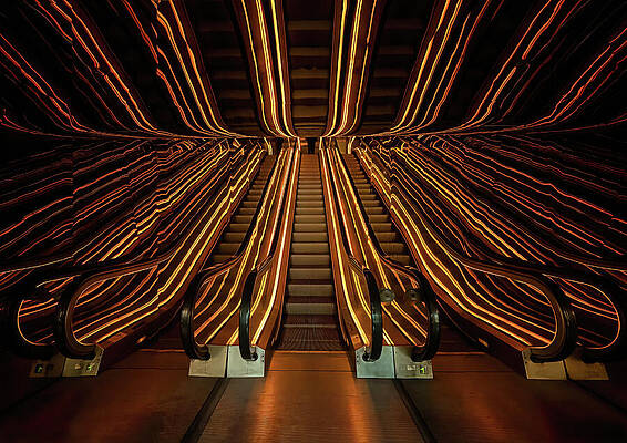 Wall Art - Photograph - An Escalator in Abstract by Sylvia Goldkranz