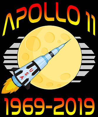 Wall Art - Digital Art - Apollo 11 50th Anniversary Retro Moon Landing by Flippin Sweet Gear