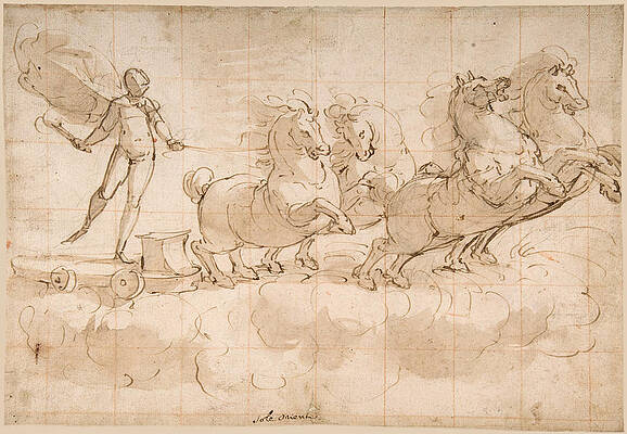 Apollo Driving the Chariot of the Rising Sun Print by Luca Cambiaso