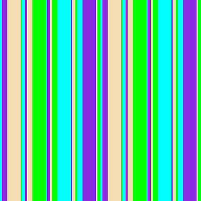 [ Thumbnail: Aqua, Purple, Tan, and Lime Colored Striped Pattern Acrylic Print ]