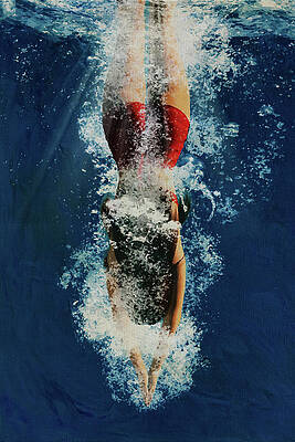 Wall Art - Digital Art - Art Painting by Jan Keteleer - Girl Diving Into Water by Jan Keteleer