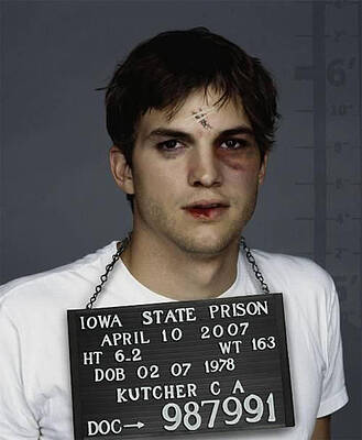 Wall Art - Photograph - Ashton Kutcher Mugshot by Digital Reproductions