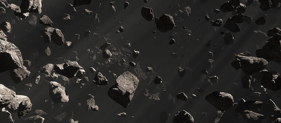 Asteroids Fields Collision in Deep Space Panoramic by Cyril ROBERT