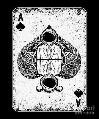 Wall Art - Digital Art - Astronaut Ace Cards Player Gambling Poker Casino Gift by Thomas Larch