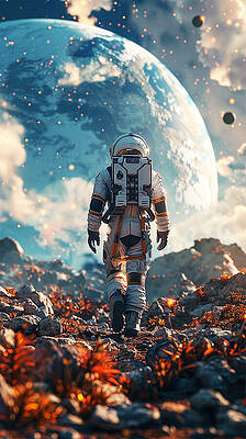 Wall Art - Photograph - Astronaut Explores Another Planet  by Printed View