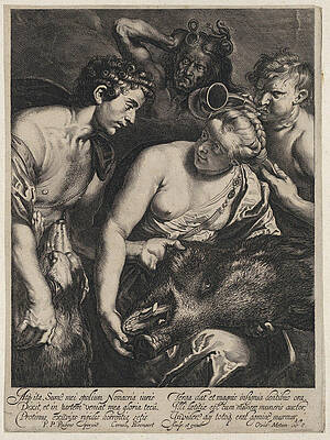 Atalanta And Meleager Print by Cornelis Bloemaert