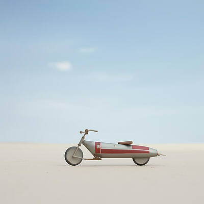 Wall Art - Digital Art - Atomic Toy Rocket Bike in Silver and Red by Yo Pedro