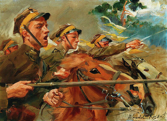 Painting Polish Army Chelminski 2nd Ulan Regiment Warsaw Canvas Art Print 