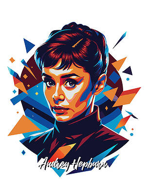 Wall Art - Digital Art - Audrey Hepburn #4 in WPAP Pop Art by Vector Artnesia