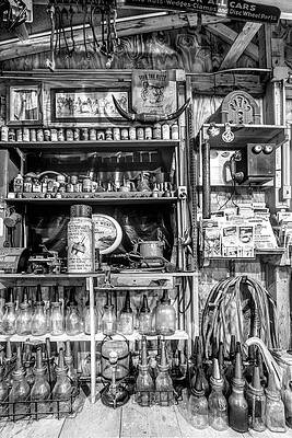 Wall Art - Photograph - Automobile Garage Workshop Black and White by Debra and Dave Vanderlaan