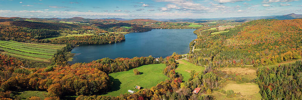 Wall Art - Photograph - Autumn at Lake Parker - Glover, Vermont - October 2024 Panorama  by John Rowe