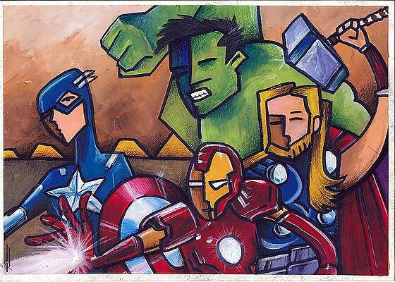 Wall Art - Painting - Avenger assemble  by Mohamed jaafar Rifaai