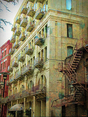 Wall Art - Photograph - Balconies and Fire Escape in San Antonio Texas by Roberta Byram