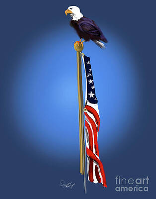 Wall Art - Digital Art - Bald Eagle and USA Flag by Doug Gist