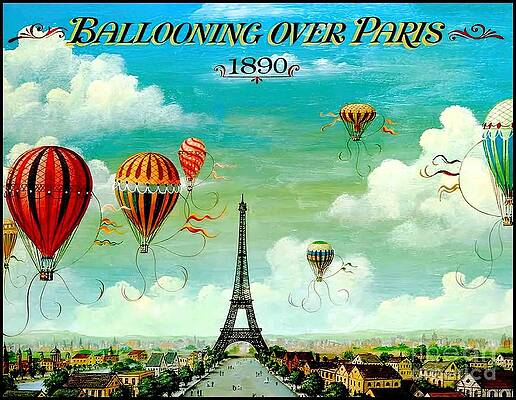 BALLOONING OVER PARIS Vintage 1890 Advertising by Isla Dominic