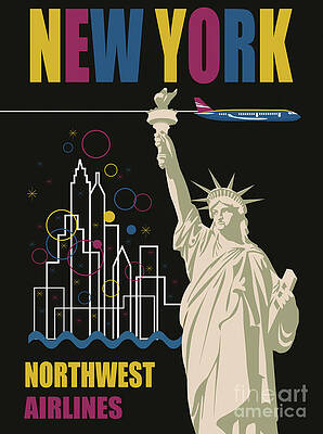 Vintage Northwest Airlines New York, USA, Travel Poster by Luminosity Vintage Northwest Airlines New York, USA, Travel Poster by Luminosity