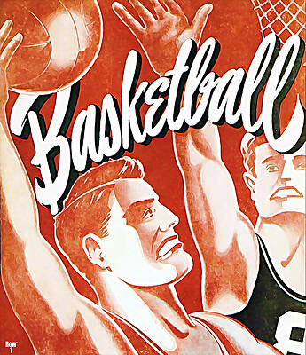 Wall Art - Mixed Media - Basketball by Row One Brand