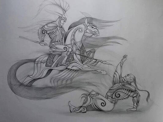 Battle of Manas and Konurbai by Mairamkul Asanaliev