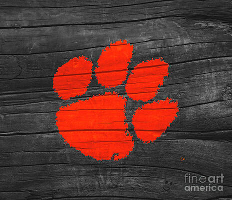 Battle Tested Clemson University Tigers Logo On Dark Gray Rustic Wood by John Stephens Battle Tested Clemson University Tigers Logo On Dark Gray Rustic Wood by John Stephens
