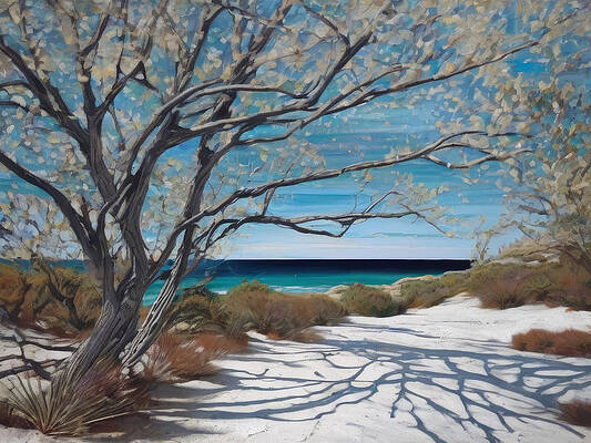 Wall Art - Digital Art - Beach Tree in Bloom by Eris And AI