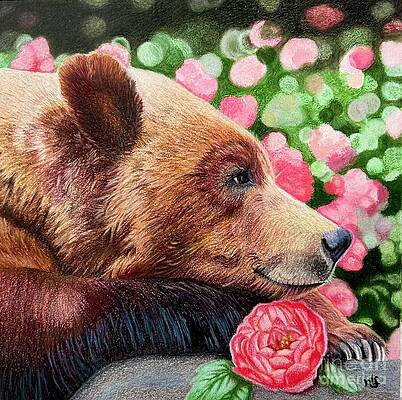 Bear in the Peony Garden by Naja Leitch Frelich