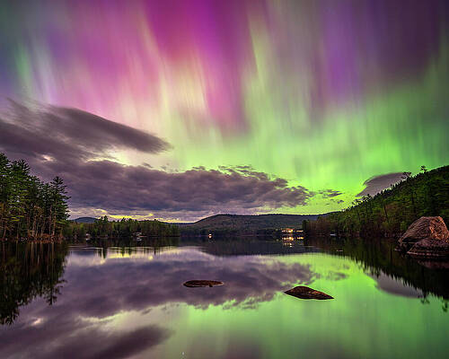 Wall Art - Photograph - Bear Pond Northern Lights Display Two by Darylann Leonard Photography