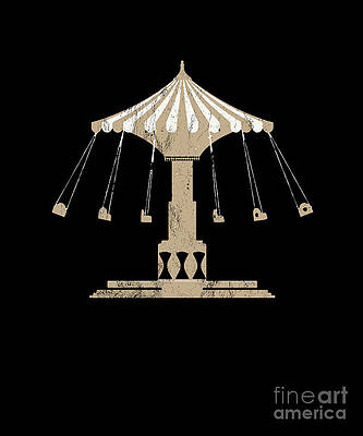 Wall Art - Drawing - Beautiful Carousel Carnival Amusement Ride Horses by Noirty Designs