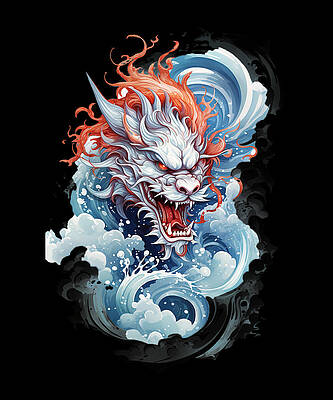 chinese dragon tattoo japanese dragon drawing dragon ink dragon Art Print  by Oktad0