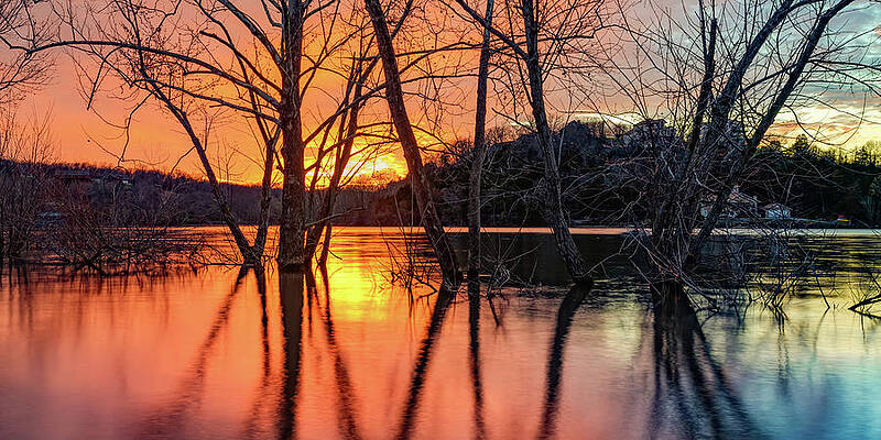 Wall Art - Photograph - Beaver Lake Sunset Fire and Ice Panorama - Northwest Arkansas by Gregory Ballos